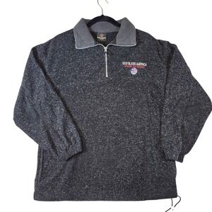 Rag Wear‎ Mens Small Quarter Zip Pullover Charcoal Grey God Bless America USA